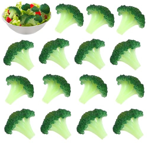 Giegxin 15 pezzi di broccoli finti fetta di verdure artificiali broccoli simulazione plastica realistica cibo realistico per casa festa pub ristorante ornamento negozio cucina decorazione modello