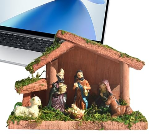 Julkrubba – krubba Jesus helig familj heminredning – julfigurer krubba scen julkrubba – för kristet bord spisel öppen spis sovrum lägenhet bondgård påskfest
