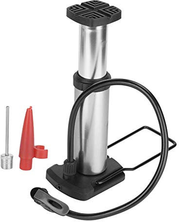 Fahrrad Fußpumpe, Hochdruck Mini Standpumpe 45cm Luftschlauch mit Luftventil für Motorrad, Fahrrad Reifen Luftpump Silber
