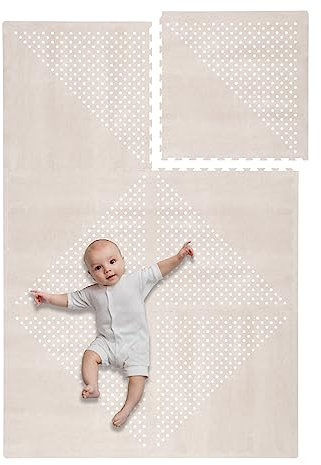 Toddlekind Premium Krabbelmatte 180x120cm - Weiche, BPA-freie und nachhaltige Spielmatte für Babys - 6-teilige Puzzlematte aus Eva-Schaumstoff - Ideal als Krabbelteppich fürs Kinderzimmer - Beige