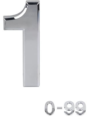 Números de puerta de efecto cromado de 3 pulgadas, números de casa, ABS, autoadhesivos, plata, números de casa 3D, buzones de correo, pegatinas de número de puerta de habitaciones de hotel (1)