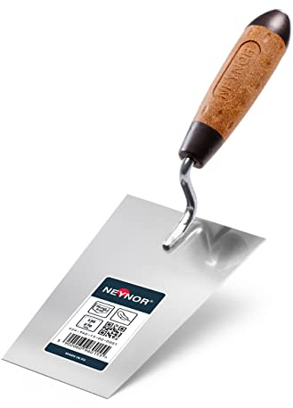 NEYNOR® Cazzuola a punta quadra 180mm - Cazzuola in Acciaio Inox Inossidabile - Cazzuola da muratore - Cazzuola con manico in gomma – Spatola in Acciaio Inox - Spatola per Stucco - Made in EU