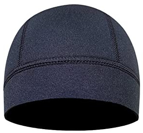TEQIN Neoprene Diving Hood, 2.5mm Swim Cap with Chin Straps, Surf Beanie Diving Cap for Men Women Water Sports Swimming Black Round Swimming Cap