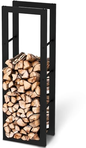 holz4home® Kaminholzregal aus Metall Schwarz I 125x25x40 cm I Brennholzregal inkl. Ofenhandschuh I Feuerholzregal Kaminholzhalter Holzständer Holzhalter Holzlager Feuerholz Brennholz