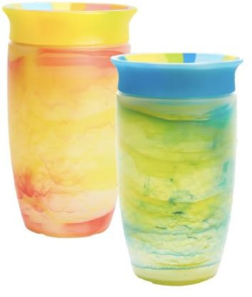 Munchkin Miracle 360 Baby-Trinkbecher | Freifließender Trinklernbecher für Kleinkinder | Trainer-Becher | BPA-frei | Auslaufsicher | Trinkflasche mit Griffen | 12m+| 296 ml | 2er-Pack | Blau/Gelb