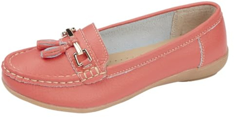 Jo & Joe Womens Nautical Leather Loafer (Coral 7 UK)