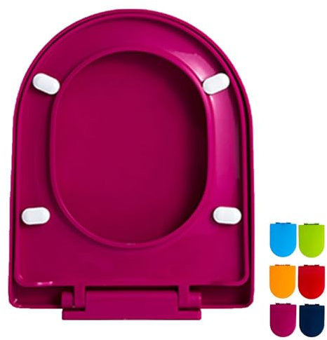 Giural WC Sitz Mit Absenkautomatik, Toilettendeckel D Form, Klobrille Aus PP Klodeckel Mit Absenkautomatik Und Schnellverschluss, Klobrille WC Deckel Farbiger D-Form,Lila