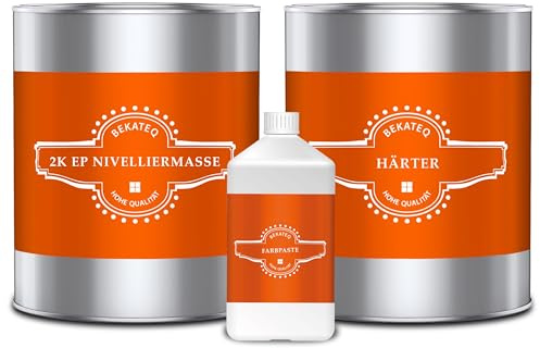 BEKATEQ 2K Epoxidharz Nivelliermasse 2,5kg Lichtgrau Ausgleichsmasse - Bodenbeschichtung UV-optimiert, Lösemittelfrei, Geruchsarm, Selbstverlaufend, Selbstentlüftend Bodenfarbe BK-205EP