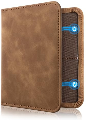 CoBak Kfz Zulassungs Fahrzeugschein Hülle und Versicherungshalter – Magnetverschluss Auto Organizer für das Handschuhfach im, Zubehörtasche für wichtige Dokumente Karten（Braun）