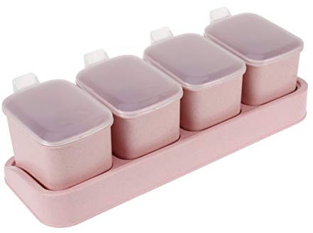 TOPBATHY Contenedor De Especias De Cocina Caja De Almacenamiento Tapa Tarros De Condimentos Compartimentos