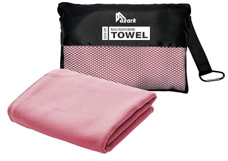 azark Microfibre Towel – Quick Dry, Lightweight & Super Absorbent – Gym, Travel, Yoga, Camping & Beach – Soft & Durable – Multiple Sizes (Pink, Medium)