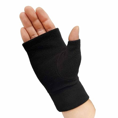 Guanti invernali caldi senza dita con scaldamuscoli in pile termico con foro per il pollice, per donne e uomini, morbidi guanti elasticizzati per touchscreen, guanti da guida per digitare, lavoro