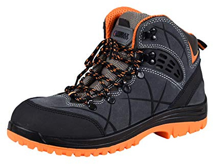 Terrax Workwear Sicherheitsstiefel S1P, Grau/Orange, Größe:42, Farbe:Grau/Orange