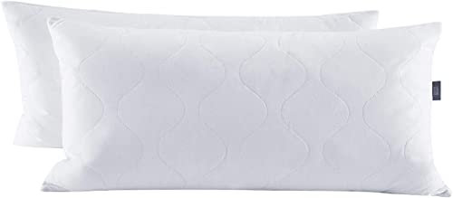 puredown Almohadas de Plumas y Plumón de Ganso con Funda de 100% Algodón Lavable a Máquina Paquete de 2, 40x80cm