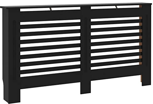 vidaXL Cubierta para Radiador, Armario de Pared para Calentador, Estante para Libros Adornos, Mueble Tapa de Calefacción de Salón, MDF Negro