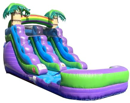 Crossover Inflatable Water Slide for Kids (Without Blower), 21 x 9 x 12 Foot Backyard Inflatable Waterslide, Tropical Purple Marble Slide with Splash Pool for Outdoor Summer Fun - 12 Feet Tall