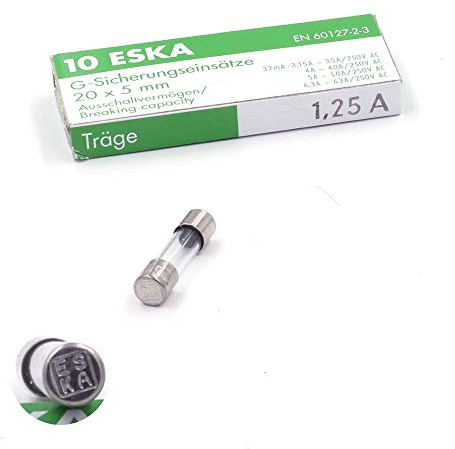 Fusible temporise (T) en verre 1.25A/250VAC 5x20mm (Boite de 10 Fusibles)