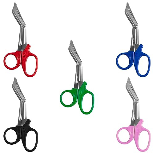 Utility Scissors, EMT and Trauma Shears, Titanium Bandage Shears Bent Stealth tuff Cut for Nursing Scissor, Students, Emergency Room First AID (7.5, Green)