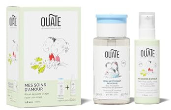 OUATE - Coffret Découverte Soin Visage BIO - Mes soins d'amour - 7-8 Ans - 1 Soin Hydratant 50 ml + 1 Nettoyant Visage 150 ml - Formules Vegan - Made in France