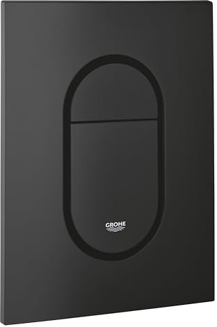 GROHE Arena Cosmopolitan S Flush Plate for Concealed Cisterns (Dual Flush or Start-and-Stop Actuation for Pneumatic Drop Valve AV1, Water Saving, Vertical Fit), Size 130x172mm, Phantom Black, 37624KF0