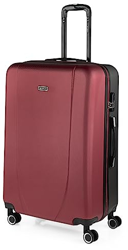 ITACA - Maletas Grandes De Viaje Rígidas Ligeras con 4 Doble Rueda 360° Maleta Grande 23 Kilos Alta Resistencia Maleta XL Duradera, Granate-Antracita
