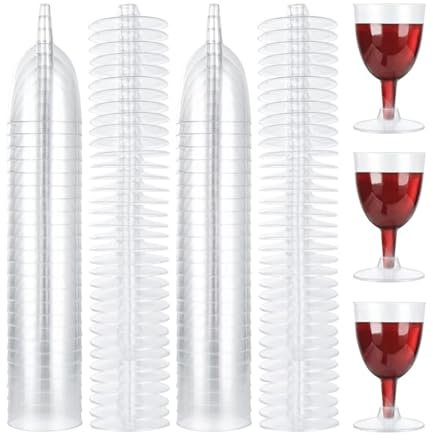 HOMESHOPA Clear Plastic Wine Glasses, 24 Pack 115ml Wine Tasting Cups Sturdy Stemmed, Unbreakable Reusable Cocktail Prosecco Glass for Weddings Birthdays Christmas BBQ & Garden Party