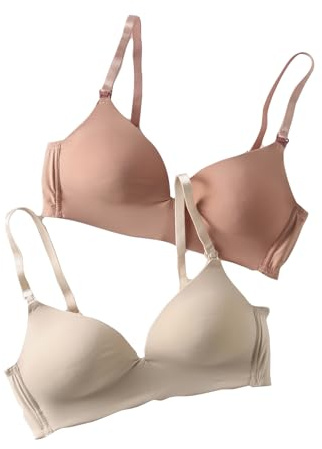 ENVIE DE FRAISE Lot de 2 Soutiens-Gorge Grossesse et Allaitement en Microfibre et Dentelle Beige 95B