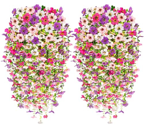 YSUVIN 4 Kunstblumen Hängend kunstblumen für Draußen Balkon Garden Yard