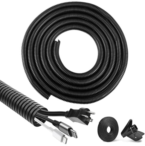 Gaine Annelée Fendue Gaine Câble Électrique Flexible Protection des Conduits de Câbles Souterrains pour Câbles pour Voiture, Jardin, Fils Électriques (13 mm×6 m, Noir)