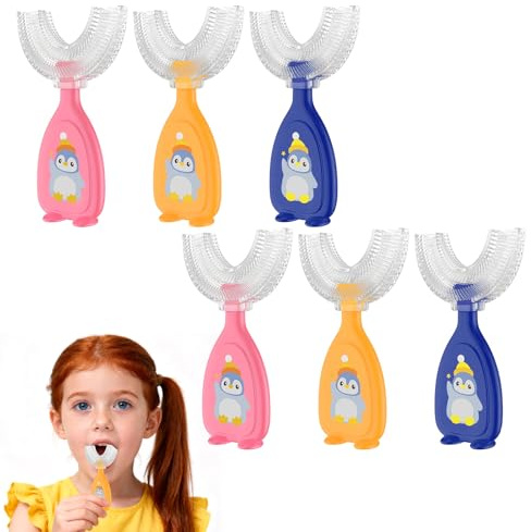 Brosse à Dent Enfant En Forme De U Poils En Silicone, 6 Pièces Brosse à Dents En Forme De U pour Enfants, Brosse A Dent U, Brosse à Dents En U, Brossage Complet 360 Degrés pour Enfants de 2 à 6 ans