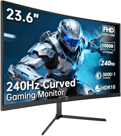 KTC Écran Gaming Incurvé 24 Pouces, Full HD 240Hz, Écran VA Courbé R1500, Contraste 3000:1, FreeSync, Faible Lumière Bleue, VESA 100x100, Moniteur PC 1080p