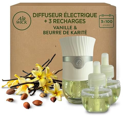 Air Wick Kit Diffuseur électrique + 3 recharges Vanille & Beurre de Karité 57mL