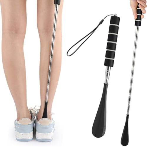 Calzascarpe Lungo, 2 Pezzi Calzascarpe Telescopico, 30-70 Cm In Plastica Per Uomini, Donne, Bambini E Anziani (Nero)