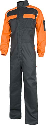 WORKTEAM Buzo de Trabajo Bicolor con Rodilleras Reforzadas, Cremallera Oculta por Solapa, Multibolsillos y Cintura Elástica. Unisex Gris+Naranja 52