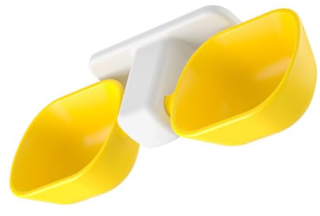 KHBUAB Wall-mounted Pet Feeding Bowl Double Bowl Feeder for Cats and Dogs, Yellow Plastic Detachable Design Easy to Clean, Suitable for Rabbits, Creative and Adorable Appearance for Home