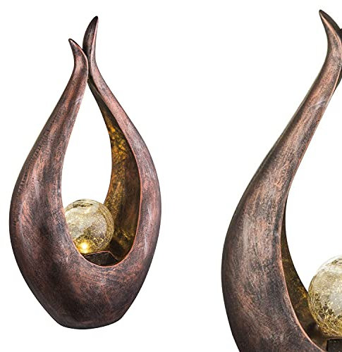 Kunstvolle Solarleuchte Garten für Außen - Solar Kunstobjekt aus Bronze - Deko Solarlampe LED Gartendeko Gartenlampe (Dekoleuchte Bronzefarben Höhe 50 cm Kugel)