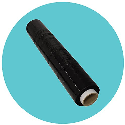 Triplast 400 mm svart pall stretchwrap – standardkärna, 17 mu tjock – plastkrympfilm och industriell fästfilm för borttagning och lagerpaketering (1 rulle)