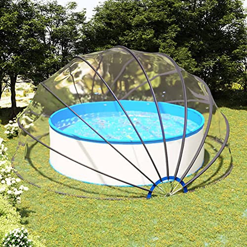 Gecheer Pooldach Poolabdeckung Schwimmbadabdeckung Poolüberdachung Transparent 440 x 220 cm
