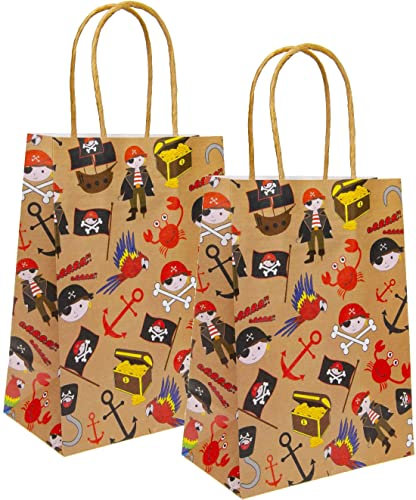 6 Partytüten * Kleiner Pirat * aus Papier für Mitgebsel zum Kindergeburtstag und Mottoparty | 31x16cm, mit Tragegriff | Piraten Kinderpiraten Kinder Geburtstag Party