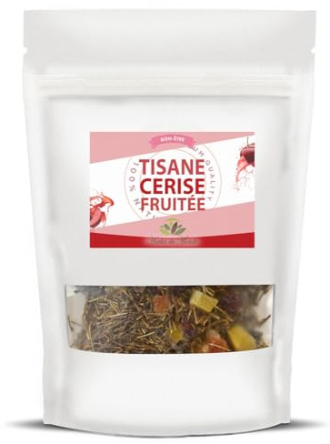 Herbes du Monde - Tisane Cerise Fruitée 100g: Cure Détox avec Queues de Cerises, Thé Minceur & Diurétique, Riche en Antioxydants, Élimine Toxines, Soutien Rénaux, Infusions Amincissantes - 1 sachet