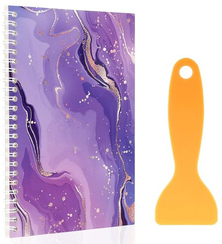 Aster Sticker Collecting Album, Reusable Sticker Storage Book with Plastic Spatula, Purple