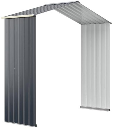 GOPLUS Metall Gerätehaus 2,71 m², 213 x 127 x 195 cm Gerätehaus, Geräteschuppen mit Schiebetür, Satteldach, Lüftungsfenster, Gartenhaus für Garten Terrasse Balkon (Erweiterte Teil-213 x 64 x 195cm)