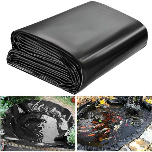 3 m x 4.5 m Pond Liner, 20 Mil Fish Pond Liner HDPE Pond Skins, Pond Liners for Outdoor Ponds, Koi Ponds, Garden Fountains, Waterfalls
