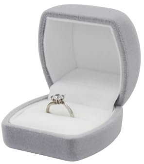 FuninCrea Velluto Singolo Scatola Anello Elegant Porta Anelli Gioielli Scatola Regalo per Orecchini, Piccoli Porta Fedi Portagioie Gioie per Proposta di Matrimonio Cerimonia di Fidanzamento, Grigio