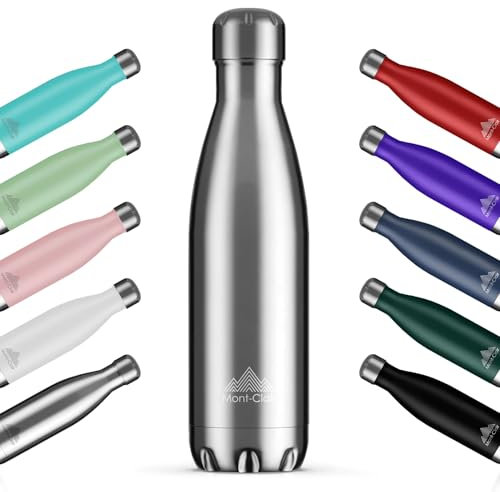 Mont-Clair H2O Borraccia Termica 500ML in Acciaio Inox, Borracce Termiche - 12h di Bevanda Calda e 24h di Bevanda Fredda - Senza BPA, Bottiglia Acqua, Borraccia 500ML Argento