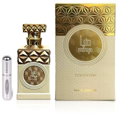 Minya Coco Lush Original Parfum, 100 ml, arabisches Parfüm, langanhaltend, Eau Da Parfum, inkl. Zerstäuber, 5 ml, Duft mit Kokosmilch, Himbeere und Birne mit Noten von Jasmin und Freesie (Kokos-Lush)
