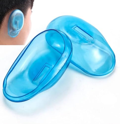 Generic Lot de 2 cache-oreilles en silicone – Bleu Protège des eau et teinture Confortable et durable Facile à utiliser Réutilisable Pour les traitements