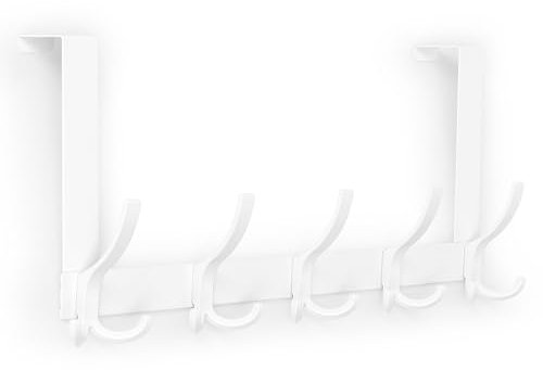 Optish Türhaken zum Einhängen mit 15 Haken, Türgarderobe zum Einhängen für Badezimmer, flexible Kleiderhaken Tür, Türhaken Innenseite Handtüchern und Hüten(1 Pack, Weiß)