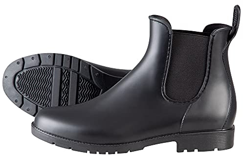 PFIFF Damen Gummistiefel, Wasserdicht Winddicht Chelsea Jodhpur Stiefel, Schwarz 30