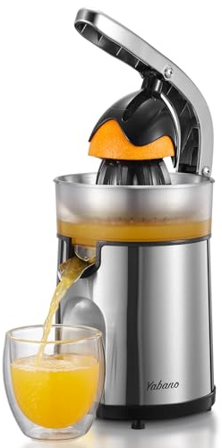 Presse-Agrumes Électrique 85W en Acier Inoxydable avec 2 Cônes, Réservoir Transparent, Extraction Puissante, Facile à Utiliser et à Nettoyer